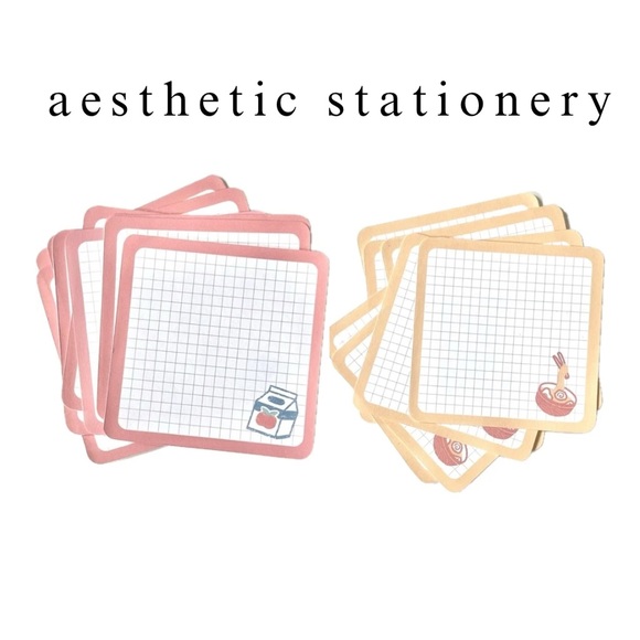 kawaii red & yellow grid ramen 🍜 & milk carton 🥛 🍑 memo sheets - Picture 1 of 10